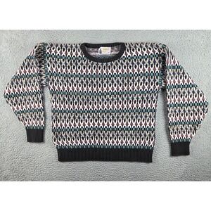 Vintage London Fog Sweater Mens L Knit Grandpa Pullover 3D Abstract 90s